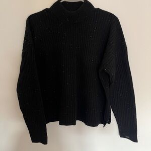 Madewell Black Ribbed Mocneck Turtleneck Sweater